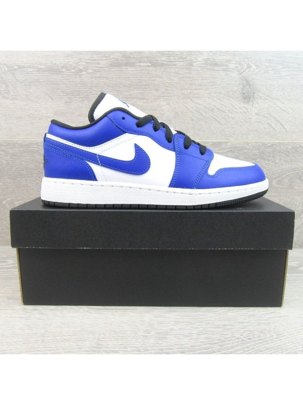 Air Jordan 1 Low GS Size 7Y White Hyper Royal Black Shoes NEW - Picture 2 of 14